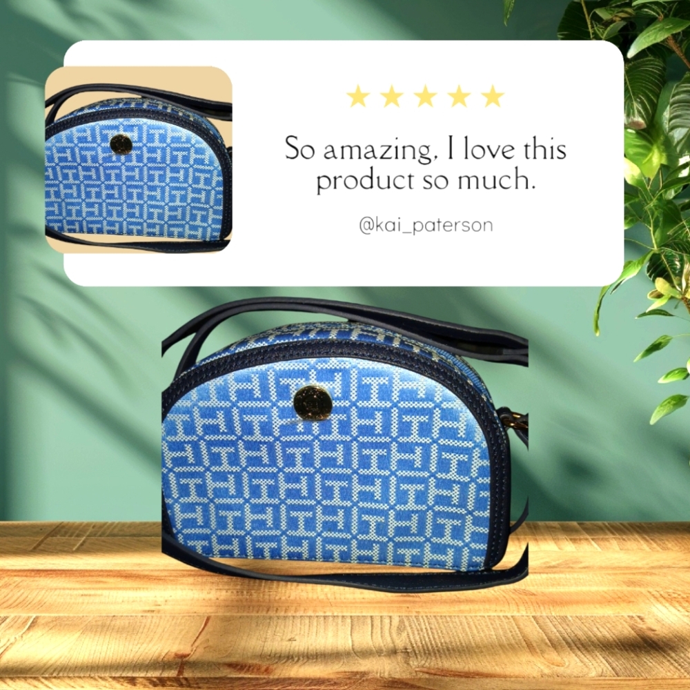 NWT Tommy Hilfiger Blue and Navy Patterned Crossbody Bag